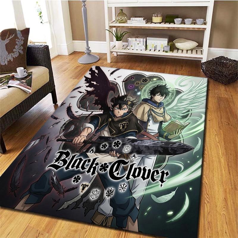 Black Clover Carpet Rug For Living Room Bedroom Home Sofa Decoration Kids Play Nonslip Floor Mat