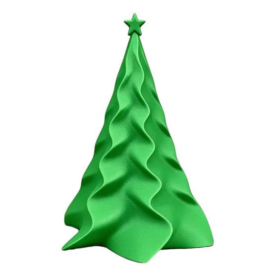 Compact Seasonal Shelf Ornament 3D Printed Pleated Christmas Tree Ornament, Small Wavy Desktop Mini Decoration with Star Topper for Holiday