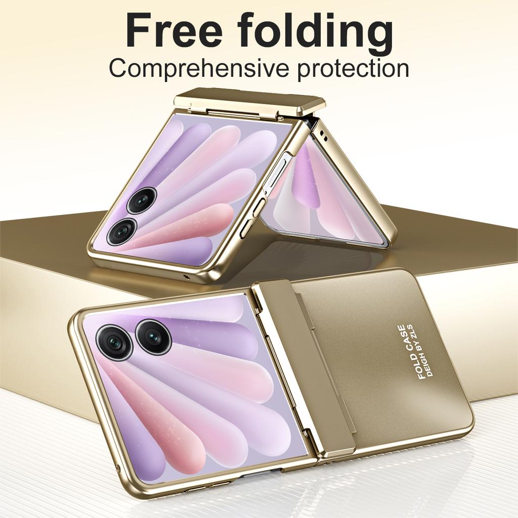 For Honor Magic V Flip 2 Case Electroplating Hard PC Protective Phone Cover with Screen Protector