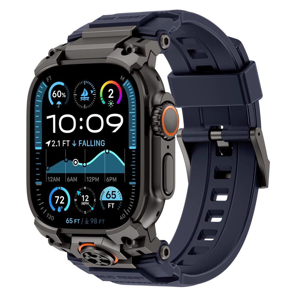 Luxusní gumový řemínek pro Apple Watch Band Ultra 3 49mm Řemínek pro iWatch Ultra 2 49mm Kovový konektor Silikonové poutko Pancéřovaný náramek