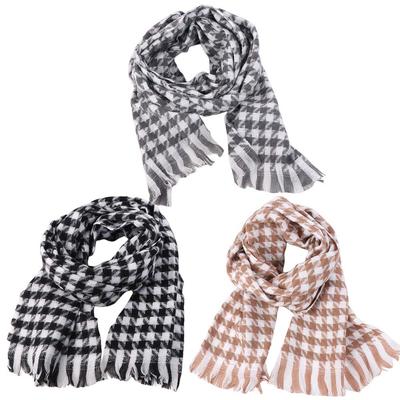 Plaid Y2K Checkered Scarf Thickened Winter Cashmere Shawl Knitted Houndstooth Scarf  Women/Men