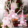 Christmas Glitter Pink Series Santa Claus Merry Christmas Decorations Simulated Snowman Elk Xmas Ornaments 3 Styles