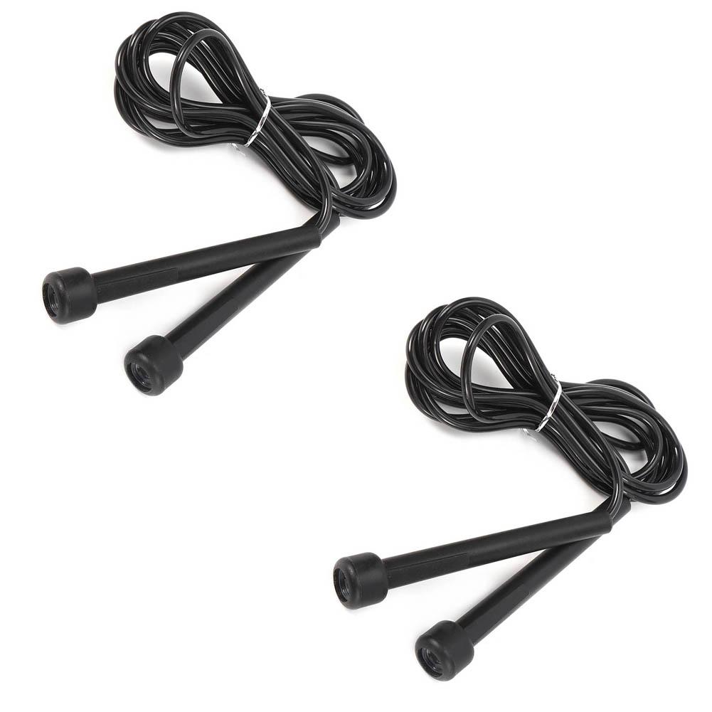 2db gyorsugró ugrókötél műanyag fogantyúkkal Fitness edzés sportfelszerelés fekete