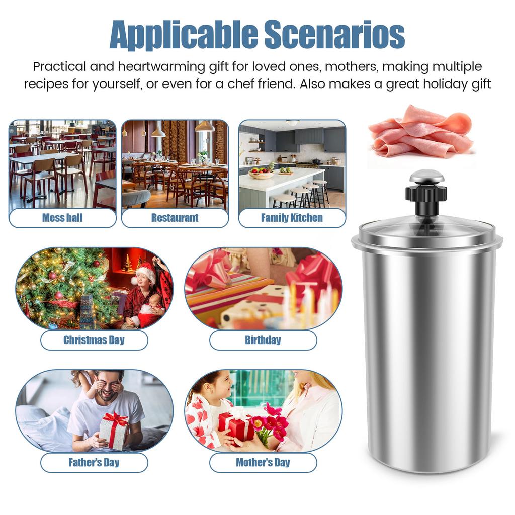 Deli Meat Press Mold Stainless Steel Meat Press Cooker with Thermometer Kitchen Homemade Healthy Ham for Home and Commercial Use