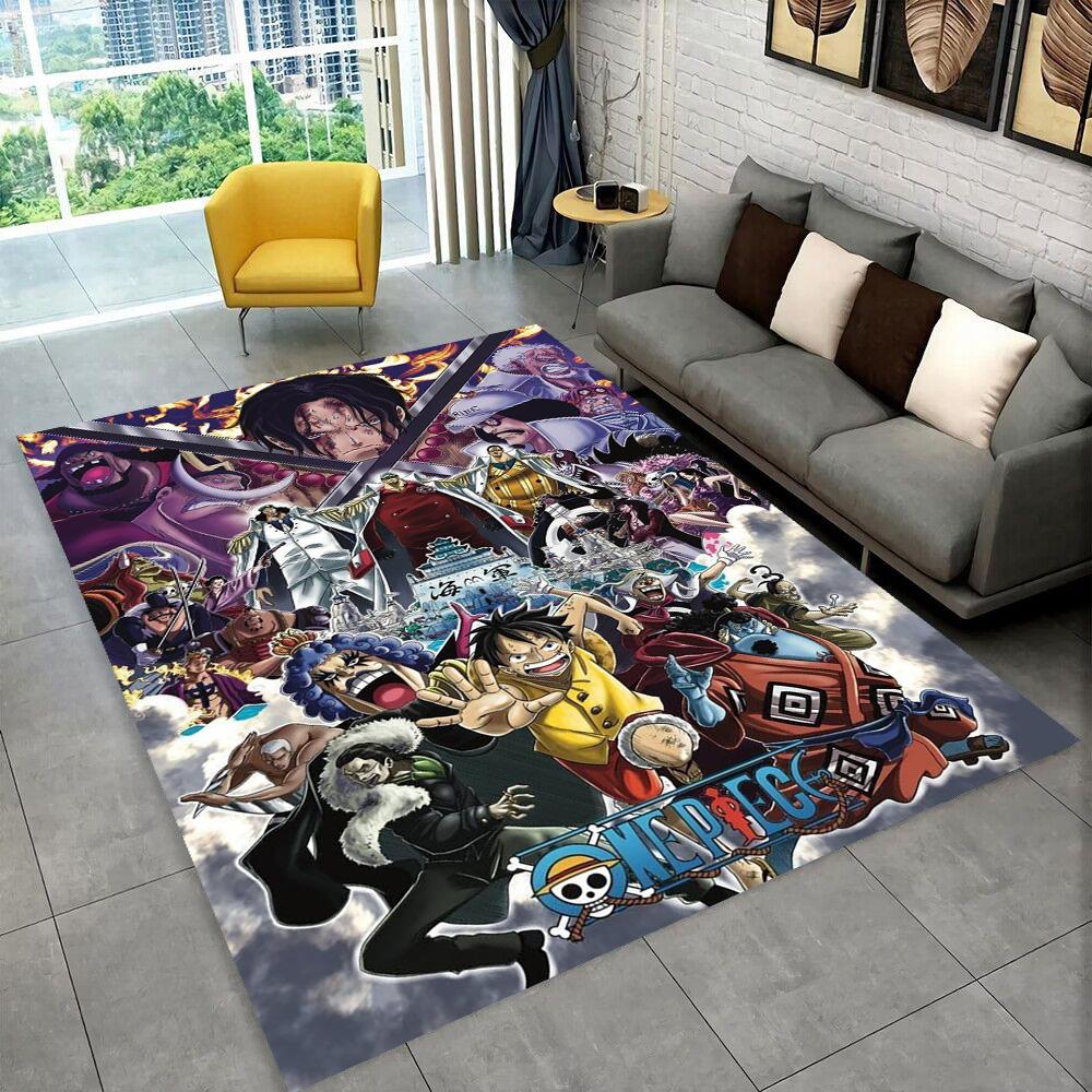 Tappeto Tappeto Cartoon Anime One Piece 3D per Stanza dei Giochi Camera da Letto Soggiorno Divano Arredamento per la Casa, Tappeto per Area Giochi Bambini Tappetino Antiscivolo per Pavimenti