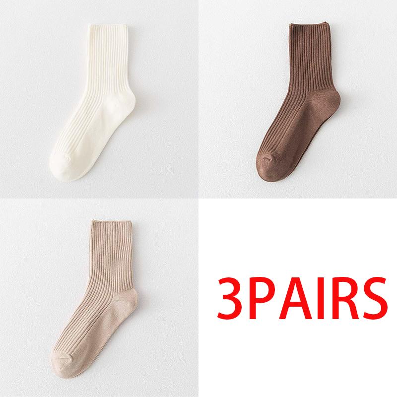 

Корейские модные женские хлопковые носки Ins, однотонные универсальные носки, повседневные носки средней длины One size слоновая кость