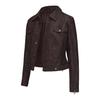 Women Leather Jacket Slim Fit Pu Zipper Outerwear Long Sleeve Lapel Collar for Fall Winter