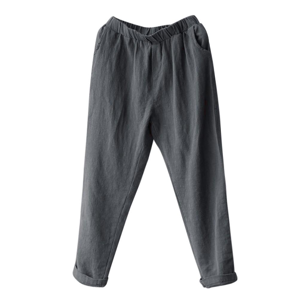 Übergröße Damen Leinenhose Baggy Lockere Hose Lässig Dame