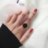 Elegant Black Titanium Steel Retro Ring for Women - European & American Korean-Inspired Style