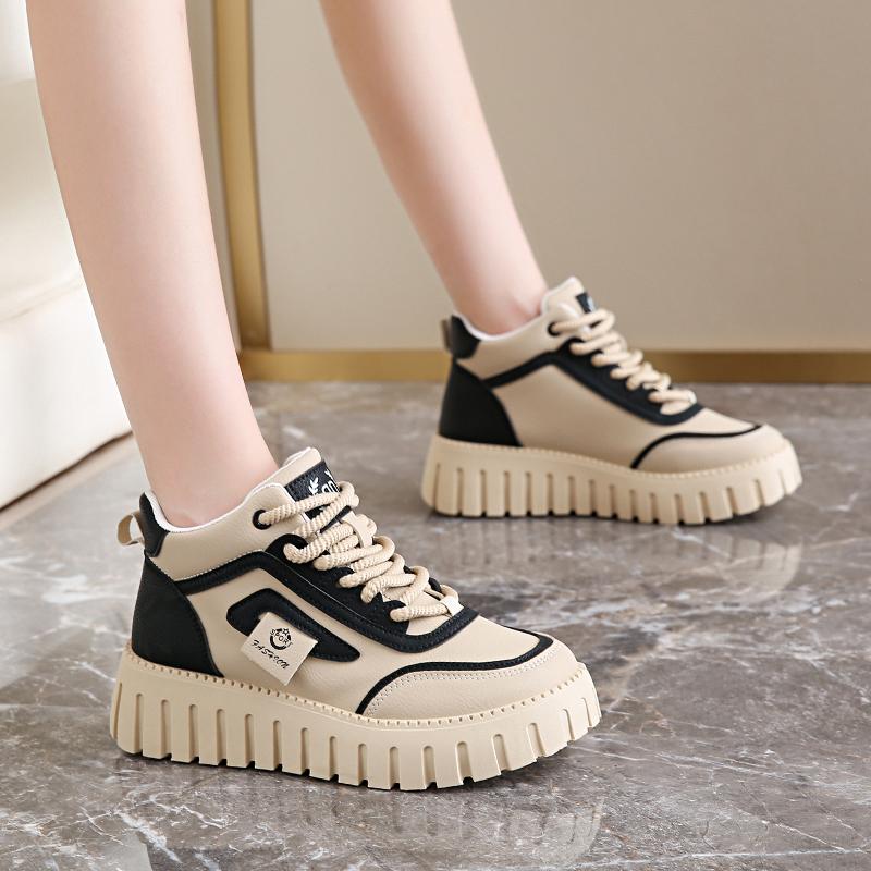 High-top shoes spring new soft-soled sports with skirt muffin thick baseplate shoes