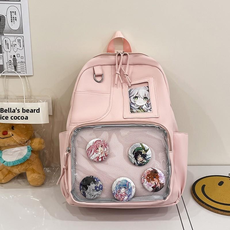 Nylon Large Capacity College Style Backpack With Design For Girls Student Commuting
