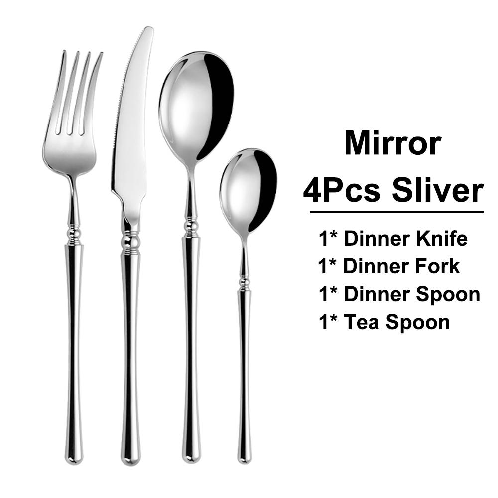 

24/30/32/40 шт. Набор столовых приборов из золота из нержавеющей стали 304, кухонная утварь, серебряный нож, вилка, ложка, зеркальный обеденный набор 6 Set