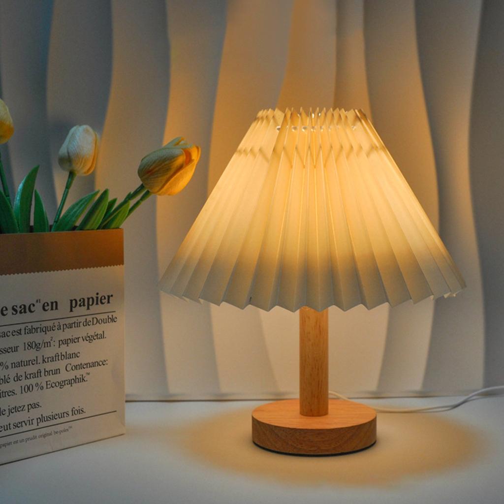 Table Lamp, Bedroom, Bedside Lamp, Internet Instagram, Girl Atmosphere Lamp, LED  Retro Pleated Decorative Night Light