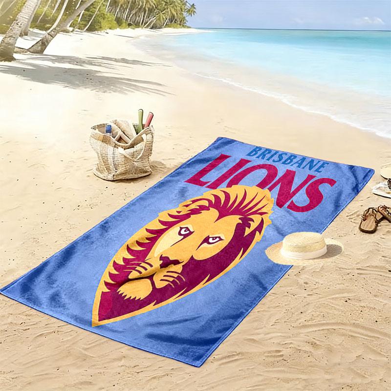 Brisbane Lions Roar Print Beach Towel, Large Soft Quick Dry Towel for Beach Camping Swimming