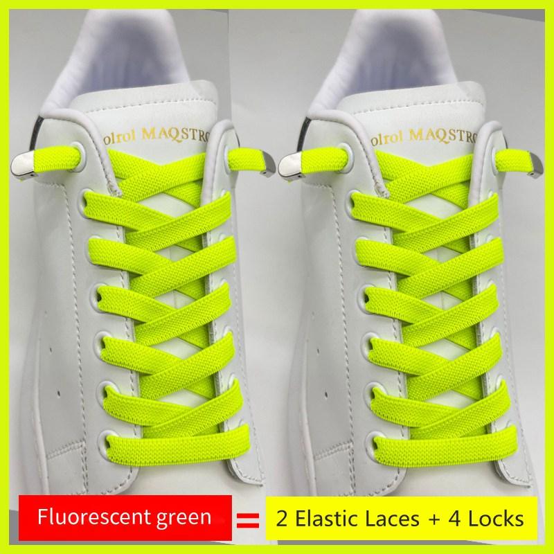 Schoenveters zonder strik Elastische veters Sneakers 8MM Verbreed Plat Elastisch Schoenveters zonder strikken Kinderen Volwassenen Schoen Accessoires