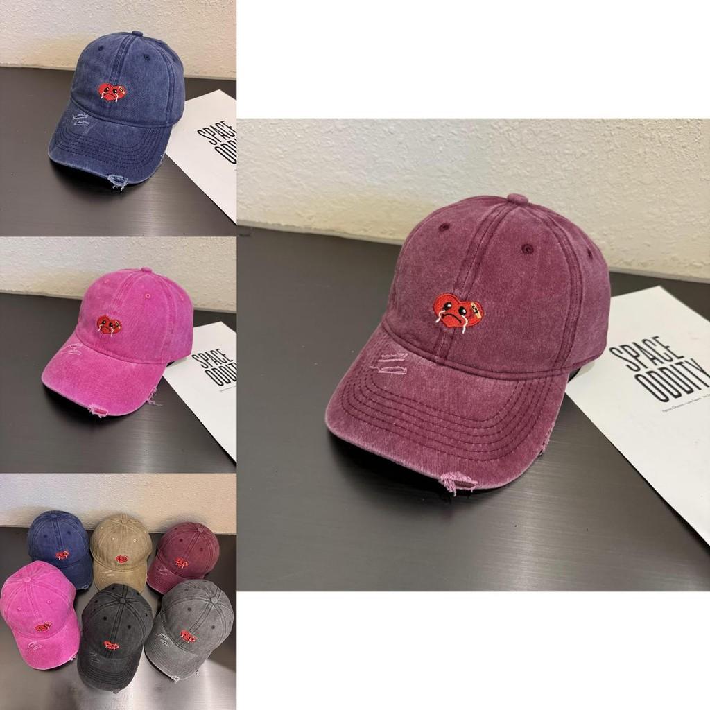 Crying Heart Shaped Baseball Cap With Washed Cotton For Summer Sun Protection Outdoor Casual