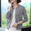Autumn Knitted Jacket Sweater Cardigan Simple Temperament Round Neck Long Sleeve Loose Top
