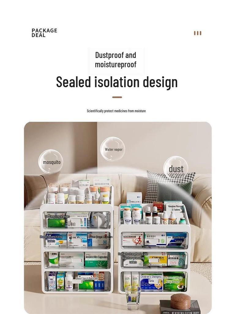 Large Capacity Family Medicine Storage Organizer Drawer Type Cabinet