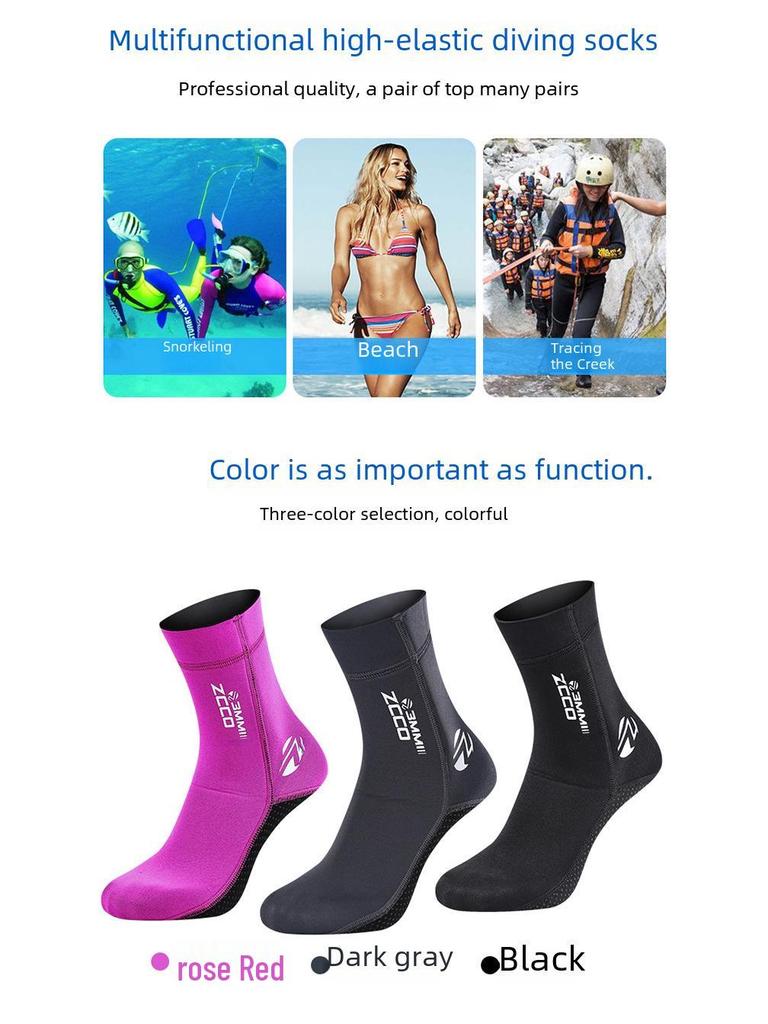 3mm ZCCO Elastic Winter Diving and Anti-Slip Socks with Ankle Support