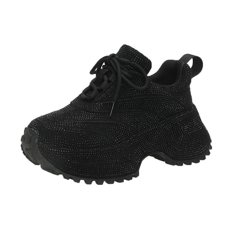 

Женские кроссовки на толстой подошве и высокой подошве с бриллиантами и женские спортивные кроссовки на толстой подошве 37 чёрный