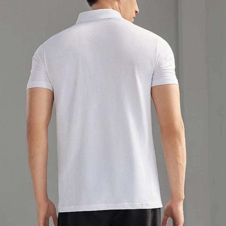 Li Ning Plain Logo Embroidered Stand Collar Short Sleeve Polo Shirt Men Polo Shirts White YPLT023-2