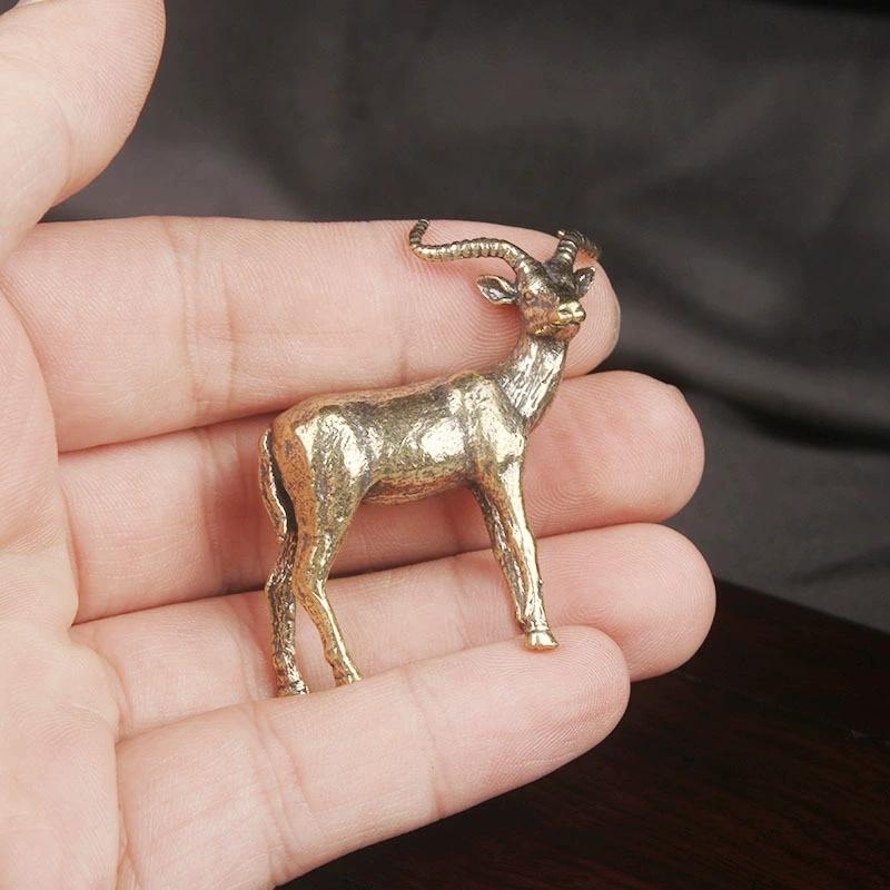 Vintage Brass Antelope Statue Retro Animal Sculpture Tea Pet, Decor Ornament For Home Office, Collector Gift