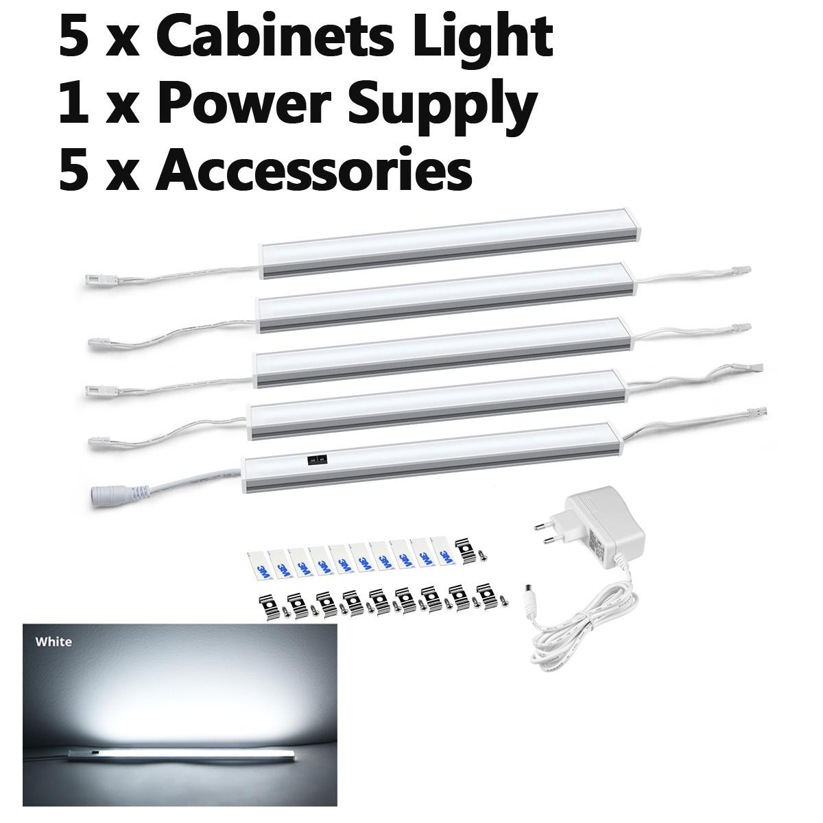 

Набір для підключення від 220 В до постійного струму 12 В 50 см Світлодіодний ліхтар для кухонної шафи Ручний датчик підмітання Нічна лампа Світлодіодна трубка високої яскравості для шафи для спальні Розетка ЄС 5PCS Full Set-50CM