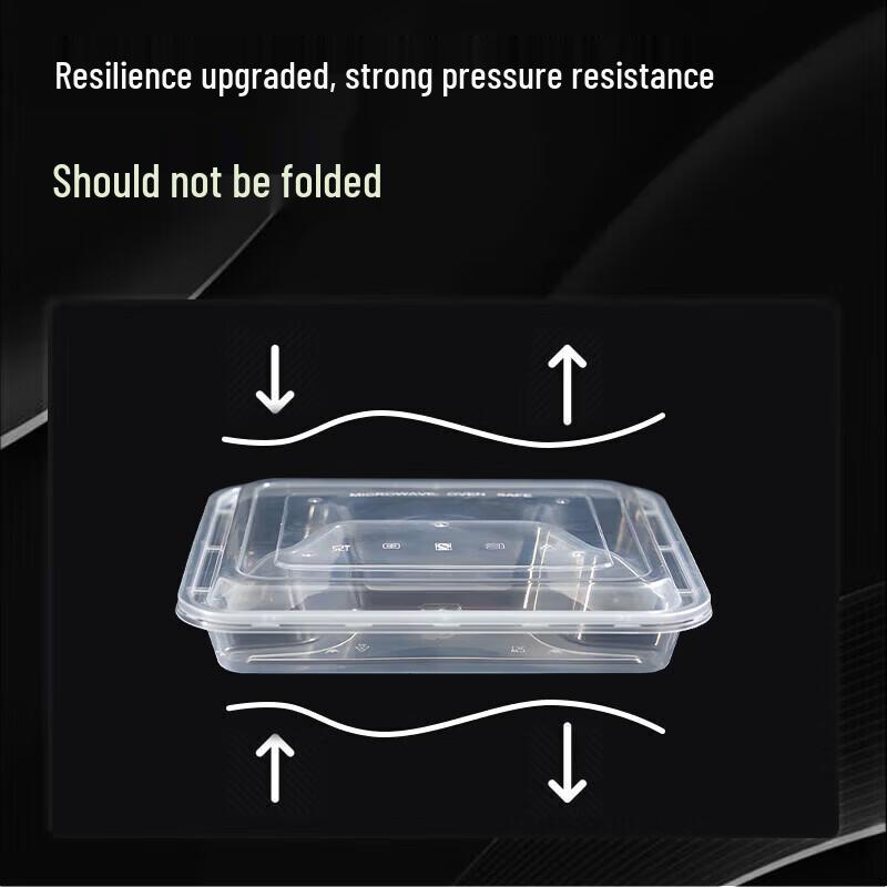 Rongandun Disposable 850ml 4-Compartment Takeout Food Containers