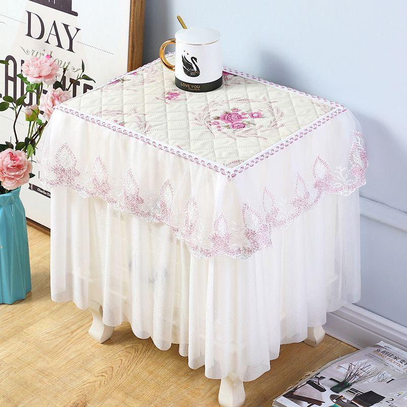 Thickened Bedside Table Cover Cloth Non Slip Dustproof Bedroom Nightstand Cover European Dust Cover Fabric Lace Set Cover