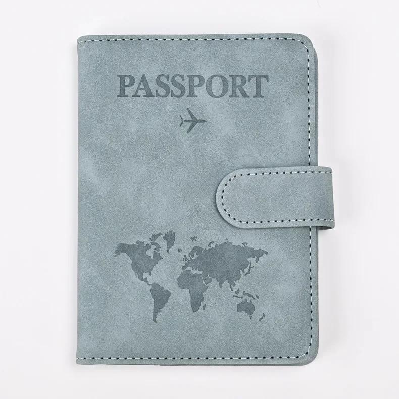 Unisex RFID Travel Wallet Map Print Passport Holder Flight Ticket Clip ID Card Holder Passport Cover Passport Travel Organizer