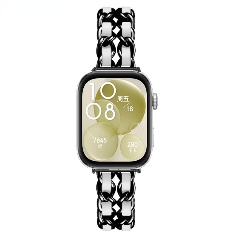 

Кожаный + металлический ремешок для часов Huawei Fit 3, сменный ремешок для умных часов, браслет, браслет, аксессуары для Huawei Fit2 For huawei fit 3