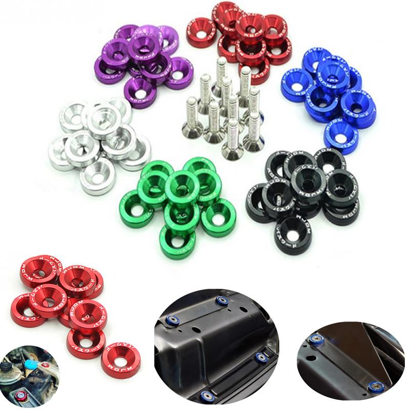 20 Pcs Car Billet Aluminum Bumper Washer Stainless Steel Screws Engine Kit Billet Aluminum Stainless Steel Screws Car Auto Guard