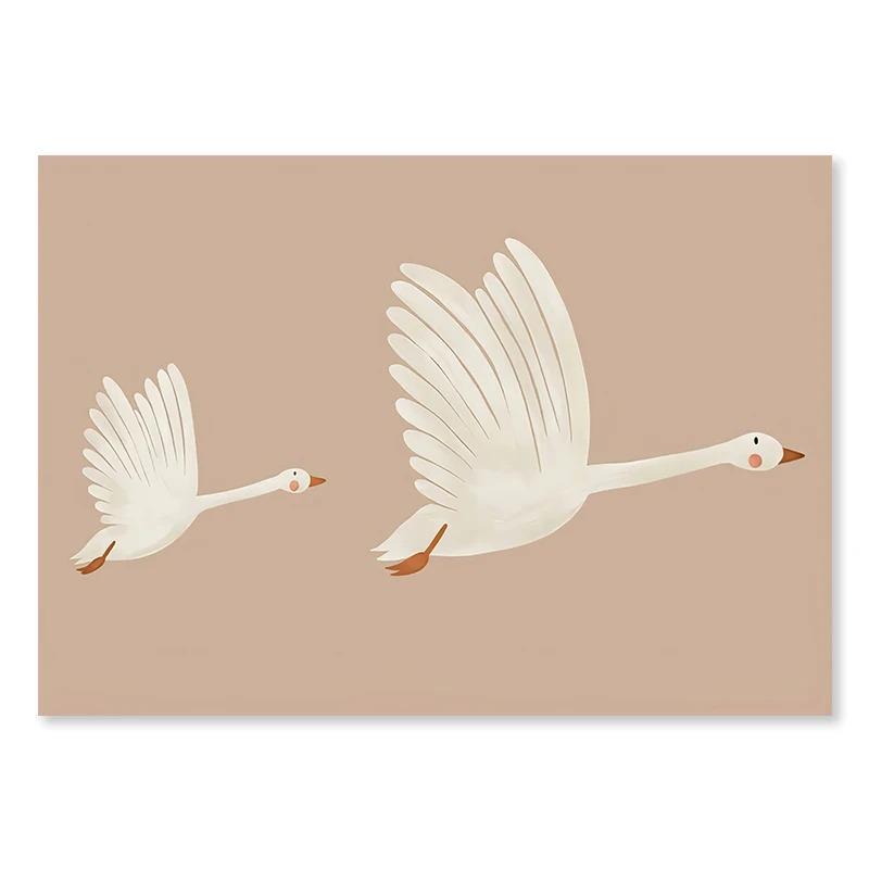 Nordic Cartoon Lion Rabbit Mouse Goose Duck Wall Art Canvas Painting Nursery Poster and Prints Pictures Baby Kids Room Decor