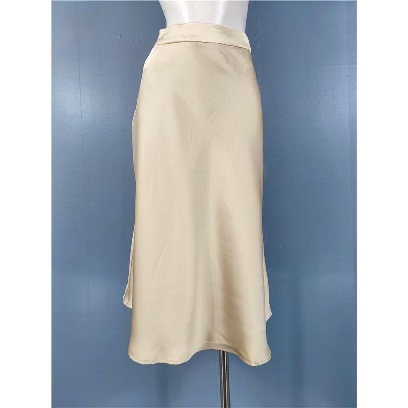 French Style High Waist Slimming Skirt Women's Acetate Smooth Satin Sheath Mermaid Dress 2024 Spring and Summer Drape Skirt