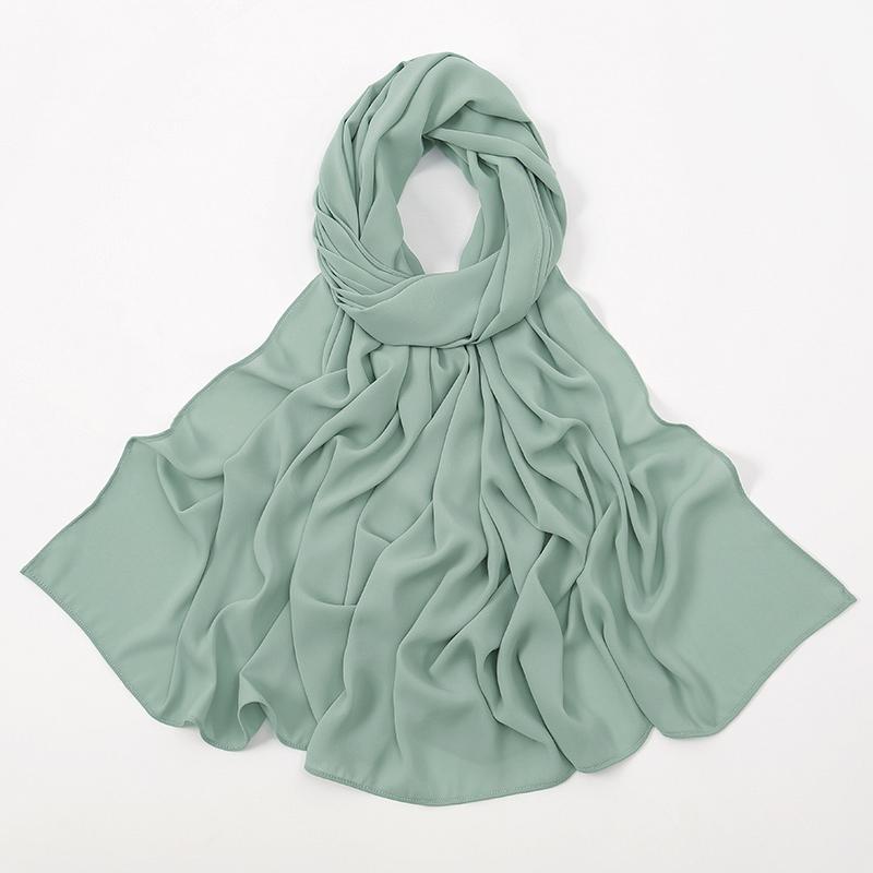 Women Heavy Chiffon Hijab Scarf Premium Chiffon Muslim Hijabs Plain Good Stitching Maxi Wrap Solid Color Musulman Femme Shawls