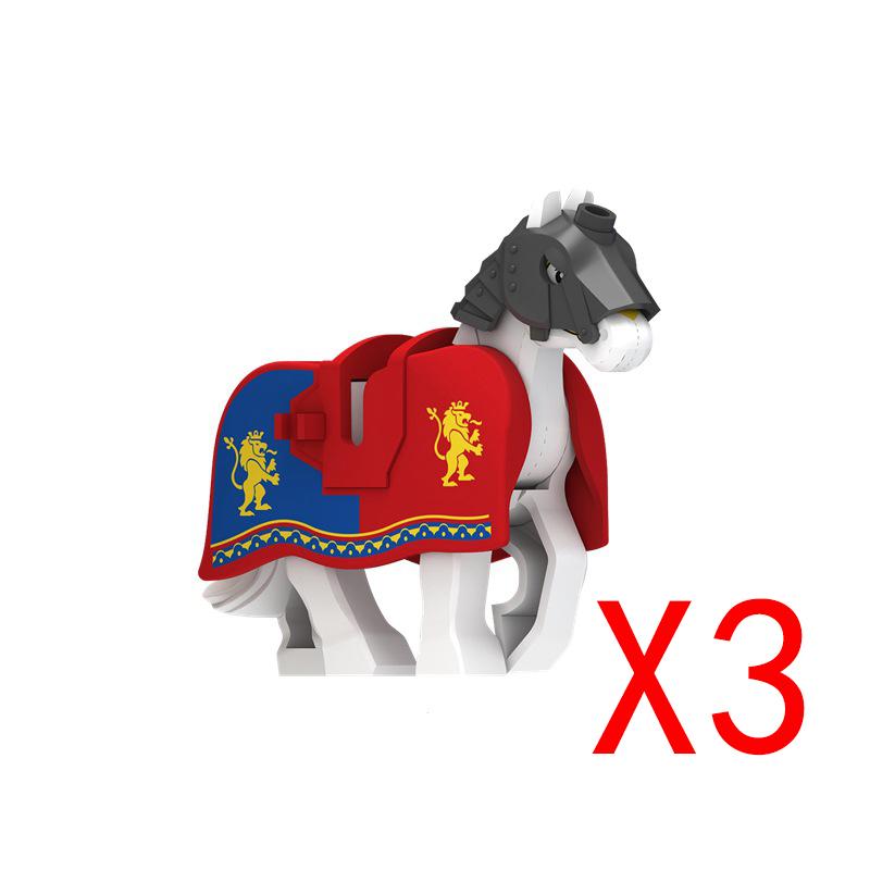 Military Building Blocks Medieval Solider Knights Equipments Mount War-Horse Wolf Flag Vests Shields Fiery Dragon Mini Blocks