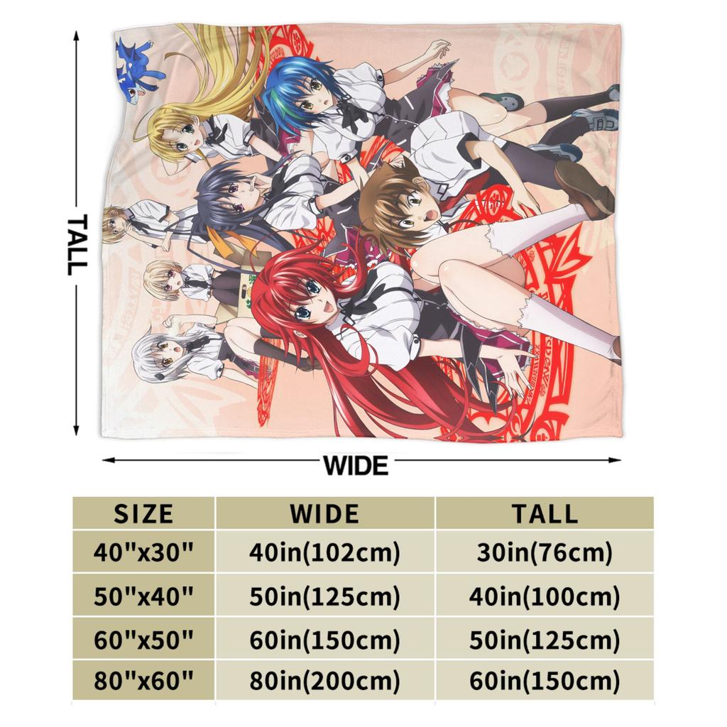 High School DxD Flannel Blanket Anime Super Warm Throw Blanket for Living Room Decorative Funny Bedspread Sofa Bed Cover