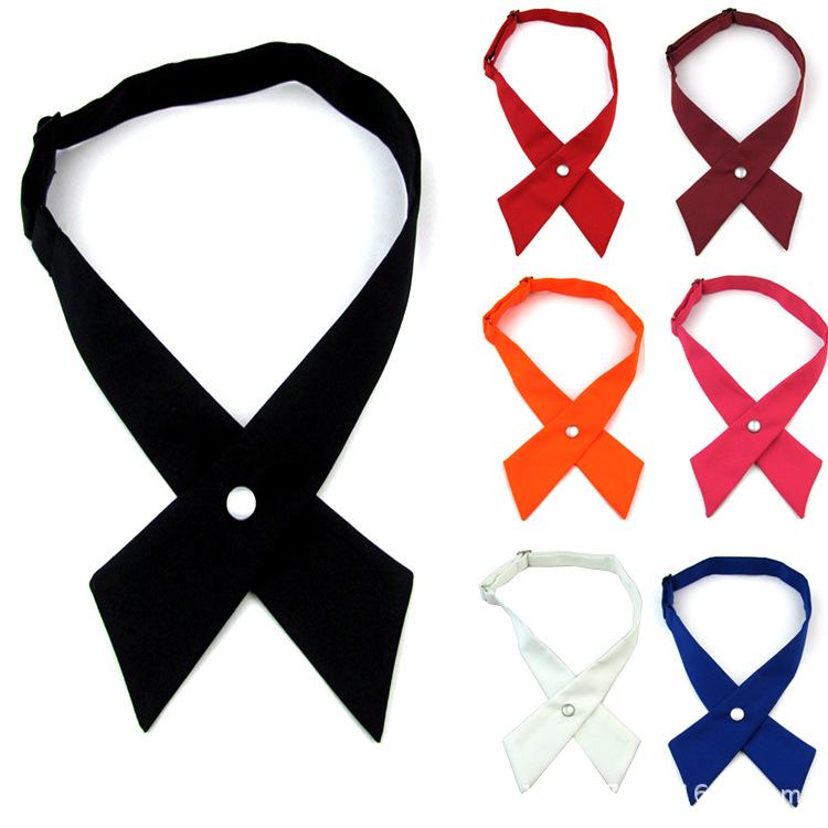 Cravată papion cruce de culoare solidă mată stil uniformă JK pentru femei