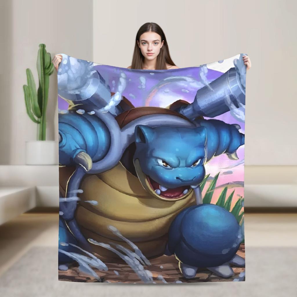 Squirtle Charizard Anime Warm Blanket Travel Plush Throw Blanket Graphic Couch Bed Flannel Bedspread Sofa Bed Cover