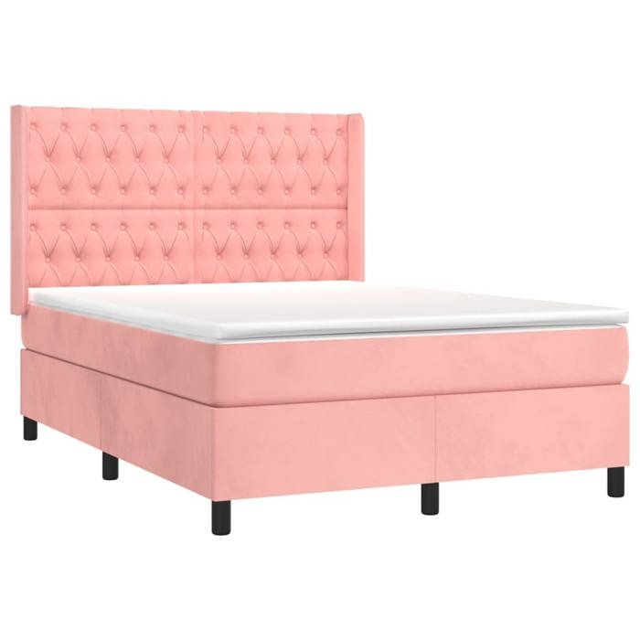 Maison Exclusive - Sommier à lattes de lit avec matelas Rose 140x200 cm Velours