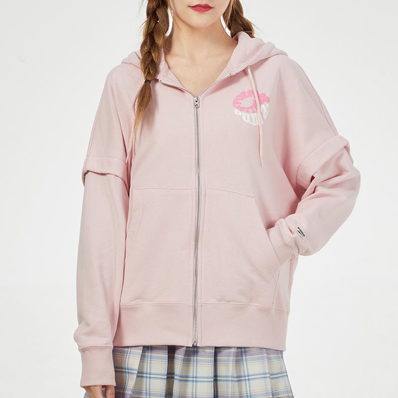 Puma Two-Piece Spliced Sports Knit Hoodie Women Tops Pink 531602-36
