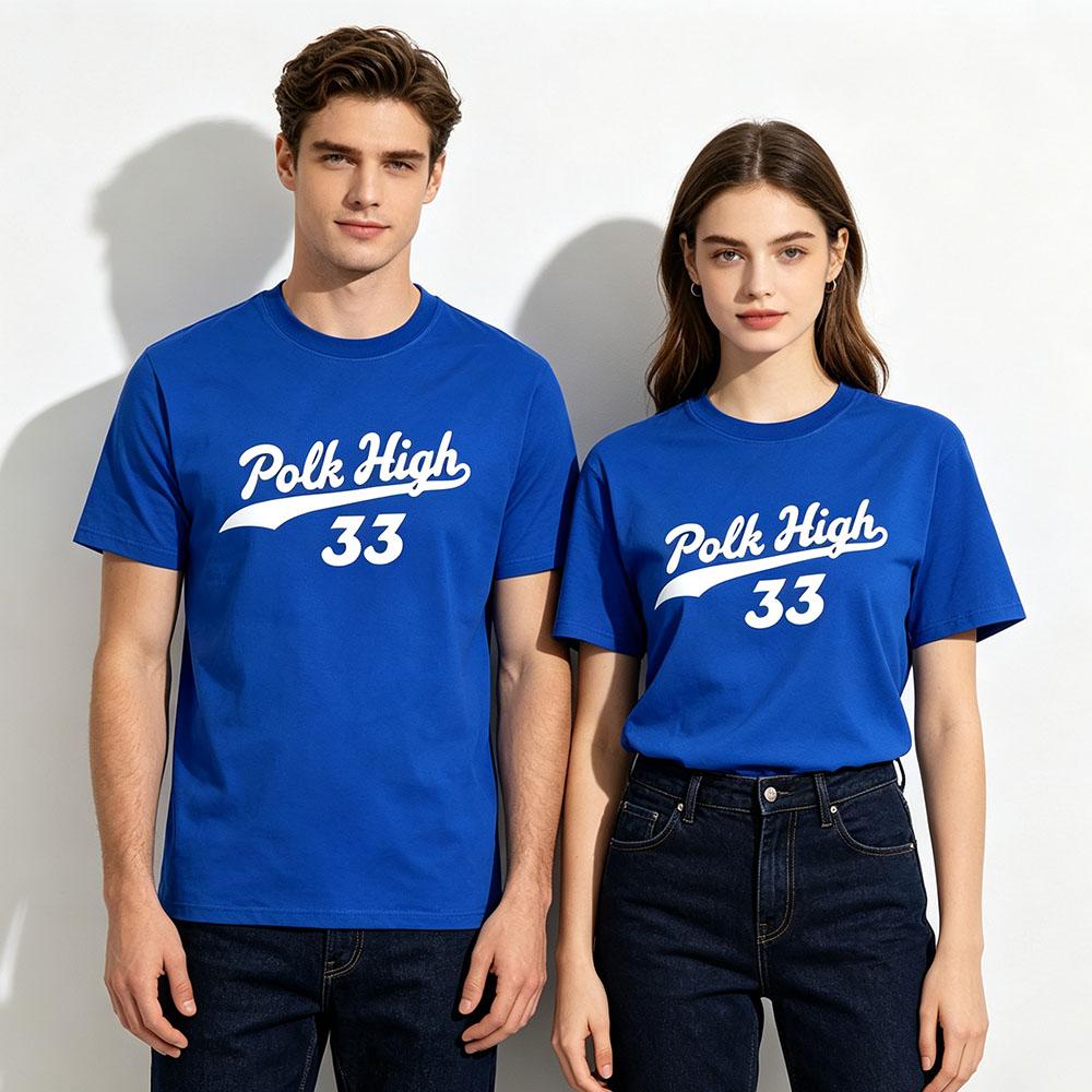 Polk High 33 Retro T-Shirt Married with Children Tees Vintage Baseball Style Short Sleeve Tshirt Crew Neck Casual Daily Clothes