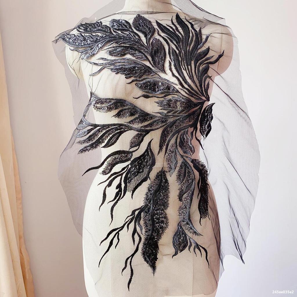 1Pc Gold Black White Quality Lace Fabrics Embroidery Patches Wedding Dress Decoration DIY Sewing Accessories