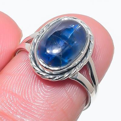 Natural Blue Kyanite Gemstone Handmade 925 Solid Silver Jewelry Ring Size 6 Z8H29