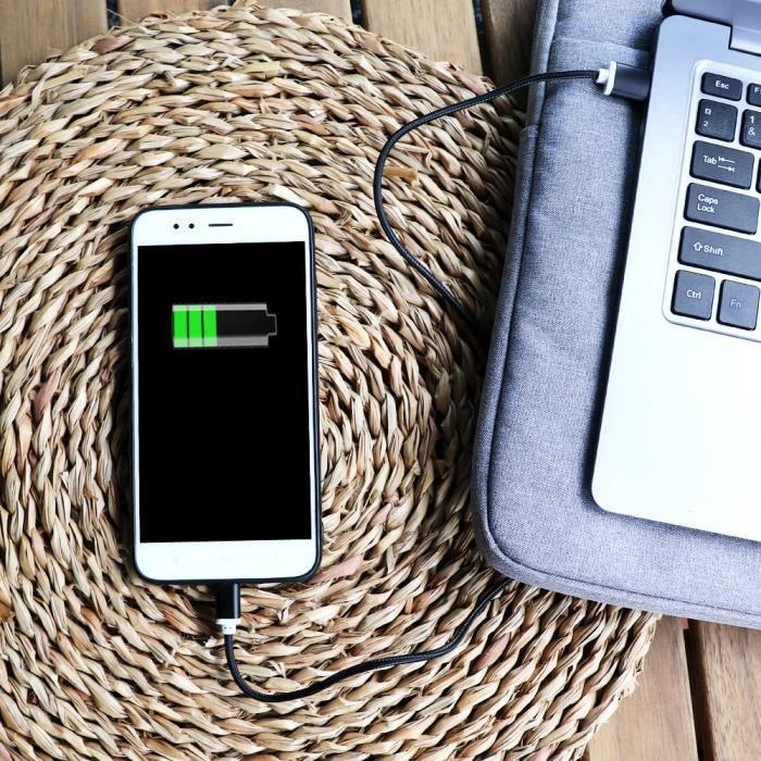 Câble micro usb pour konrow sky lite câble usb tressé nylon 1,3 mètre câble charge-synchro rapide-transfert de données - noir