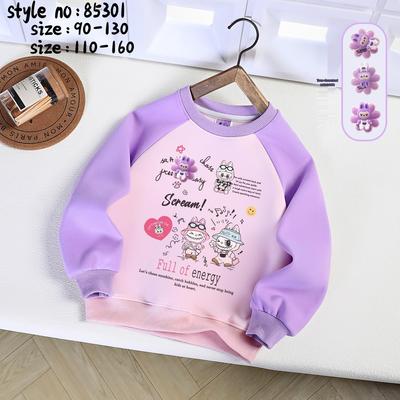2025 Girls' Cartoon Sweatshirt - Spring/Autumn Round Neck Long Sleeve Top