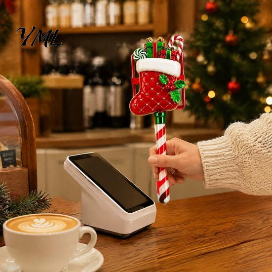 Christmas Market Counter Decor Payment Wand, Festive Credit Card Holder for Readers, Reindeer Reader Accessory Snowman Snowflake Holiday Retail