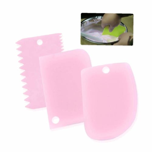 

Set of 3 Plastic Cake Scrapers, Dough Cake and Fondant Scrapers, Cake Decorating Baking Tools, Pastry Spatulas, Serrated Cutter