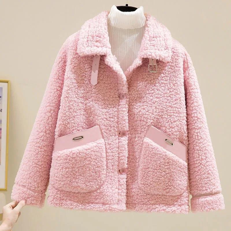 Damen Lammfell Kurzjacke Damen Der Saison Herbst Winter Koreanischer Stil Integriertes Partikelvlies Kompakte Größe