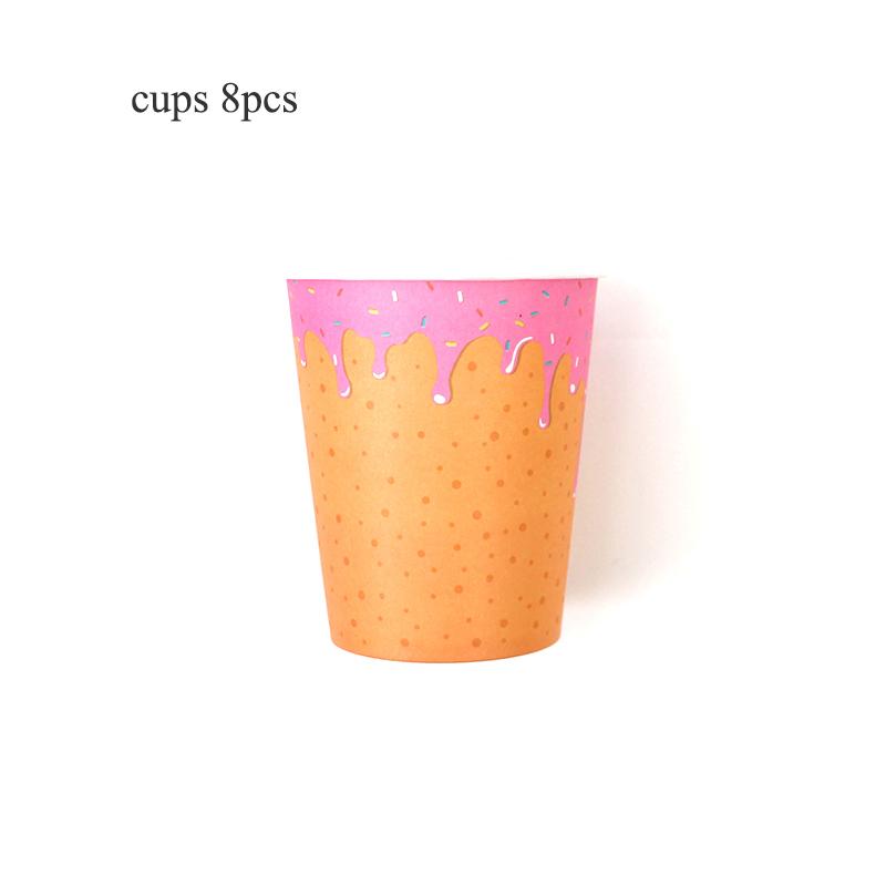 Donut Einweggeschirr Hochzeitsfeier Kindergeschenke Geburtstagsfeier Dekoration Pappteller Becher Luftballons Babyparty Zubehör